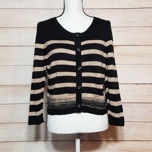 Moth Beige Black Striped Cardigan (14-110)